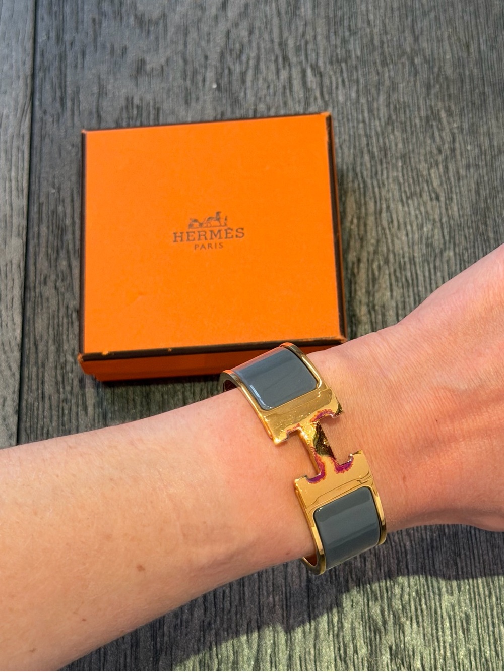 Clic Clac H Bracelet Grey & Gold
